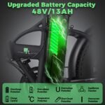 ECOTRIC Electric Bike 500W Folding Ebike 20" Fat Tire Foldable Electric Bicycle 48V 12.5AH Lithium Removable Battery Beach Snow Mountain E-Bike Commute Ebike for Adults Shimano 7-Speed - Image 3