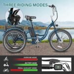 H&ZT 7 Speed Electric Trike Tricycle, 350W 10AH 15MPH 36V Lithium Battery UL Certified, 24" / 26" Electric 3 Wheel Bikes for Adults - Image 3