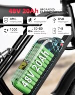 V9-G60 Peak 1500W Ebike, 48V 20Ah(960WH) Removable Battery, 72Miles &32MPH,20" Fat Tire Dirt Bike,7 Speed Gears,Dual Shock Absorber, Adults Electric Bike for Mountains, Snow, Sand, Road - Image 2