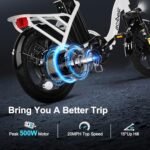 Cityrun Folding Ebike, 16" Electric Bike for Adults with Speed 20MPH Peak 500W Motor, Max Range 25 Miles, 36V 280.8Wh UL2849 Certified Removable Battery, Mini Foldable E-Bikes - Image 2