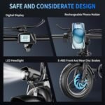 Folding Electric Bike, Peak 600W Motor Folding Electric Bicycle Up to 25MPH 30Miles City Folding Ebike with 48V/13A Large Capacity Removable Battery and LCD Display - Image 2