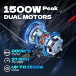 Adult Electric Bike,1500W/750W, 52V 21/19Ah 37/32MPH 30-60Miles, 26-inch Fat Tire Electric Bike Full Suspension Electric Mountain Bike with Dual Disc Brakes - Image 2