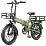 Jasion EB7 2.0 Electric Bike for Adults, 1200W Peak Motor 28MPH Max Speed Folding Ebike, 48V 10AH Removable Battery, 20" Tire with Dual Suspension, 7-Speed Electric Bicycles, with Front & Rear Basket