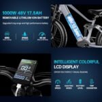 Kingbull Electric Bike, Peak 1000W Motor 48V 17.5Ah Electric Bike for Adults, 28MPH 60Miles Range Commuter Electric Bicycle, 26"x 4.0" Mountain Bicycle - Image 5