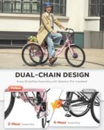 Viribus Electric Tricycle for Adults, 350W Electric Trike 7 Speed with UL 36V 13Ah Battery, 3 Wheel Electric Bikes for Adults with Dual Chains, E Trikes for Women Men Seniors, 330 lb. 24 26 inch - Image 3