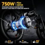 Auloor X6 Folding Electric Bike for Adults - 500W(Peak 750W) Motor, 48V 10.4Ah Battery, 21Mph Ebike, 20"x2.4" Fat Tires, Shock Absorber, Lightweight - Ideal for Commuting, Unisex E-Bike - Image 2