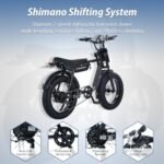 750W Moped Style Electric Bike for Adults, 20 * 4.0" Fat Tire & 624WH Removable Battery - Electric Dirt Bike, Up to 28MPH, 7 Speed Gear All-Terrain Ebike for Off-Road, Mountain, Snow (US Warehouse) - Image 7