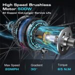 Vivi Electric Bike, 27.5" Electric Bike for Adults 500W(Peak 750W) Ebike 21.7MPH Electric Mountain Bike with 48V 499.2WH Battery, Up to 50 Miles, Cruise Control, 21 Speed Adult Electric Bicycles - Image 4