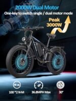 Full Suspension 52V Electric Bike for Adults 2000W Peak 3000W Dual Motor AWD Ebike 36.8MPH 26" All Terrain Fat Tire Adults Electric Bicycle with 52V 23AH Battery Up to 80Miles 7Speed Gear Ebikes - Image 2