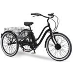 sixthreezero EVRYjourney Adult Electric Tricycle, 7-Speed Step Through eTrike 3 Wheel eBike, 250 Watt Motor, 26 Inch Wheels, Matte Black