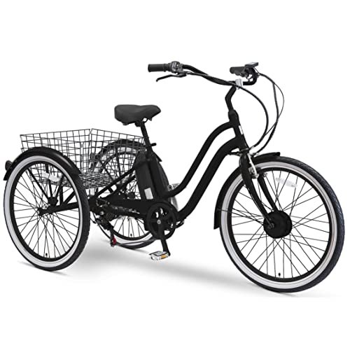 51axresonL.jpg sixthreezero EVRYjourney Adult Electric Tricycle, 7-Speed Step Through eTrike 3 Wheel eBike, 250 Watt Motor, 26 Inch Wheels, Matte Black - Image 1