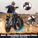 2000W Electric Bike Adults Dual Motor with 48v 24.5AH Removable Battery, 20Inch Fat Tire Mountain EBike, 35MPH Full Suspension AWD E Bike for Commuter Beach, Shim 7-Speed Gear - Image 2