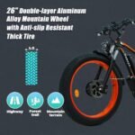 Electric Bike for Adults,2000W Electric Bicycles 52V 23AH, 26"x 4"Fat Tire Electric Mountain Bike Dual Motor Up to 35MPH, 21-Speed Front Shock Absorption Ebike - Image 4