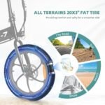 NR-7 20" Folding Electric Bike for Adults | Lightweight Foldable Electric Bicycle - Weighs Only 45lbs | 500W Brushless Motor | 40+ Mile Range | 21mph Speed - Class 2 Fat TIre Ebike - Image 6