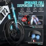 eAhora Juliet [2024 Upgraded] 60Ah Peak 1200W Electric Bike 31Mph 200 Miles Long Range Ebike 20 * 4.0 Fat Tire Electric Bike Full Suspension Adult Electric Bicycles 4-Position Hydraulic Brakes - Image 5