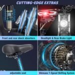 Folding Electric Bike for Adults - 1000/2000W, 30/37MPH Ebike with 48V 15/20AH - 20"/26" 50/75 Miles - 7-Speed Gears - Beach Mountain Snow Electric Bicycle UL Certified - Image 4