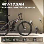 Electric Bike for Adults, 29" Ebike with Peak 1000W Brushless Motor, 34MPH 17.5Ah 840Wh Electric Mountain Bike, 70 Miles Electric Bicycle for Commuter, Lockable Front Fork Suspension, 21-Speed Gears - Image 3