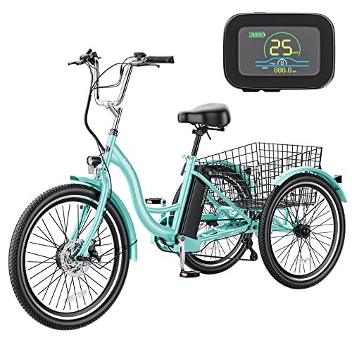 Version 1.0.0 MOONCOOL Electric Tricycle for Adults, 350W 36V Electric Trike Motorized Three Wheel Electric Bicycle, 7 Speeds 3 Wheels Adult Electric Tricycle with Large Basket - Image 1