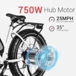 Himiway Cruiser Electric Bike, 750W 50 Miles 48V 15Ah Battery 26"x4" Fat Tire,25MPH Top Speed, 7 Speed, 350LBS Payload,UL Certified - Image 2