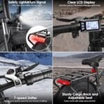 Electric Bike for Adults, Peak 750W Ebike, 25MPH 60Miles Electric Mountain Bike, 26" Fat Tire Adult Electric Bicycle with 48V 13AH Battery, Rear Rack, 7 Speed, Front Suspension, Turn Signal - Image 5