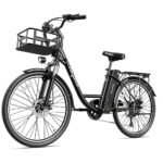 Heybike Cityscape Electric Bike 350W(Peak 500W) Electric City Cruiser Bicycle Up to 40 Miles Removable Battery, 7-Speed and Dual Shock Absorber, 26" Electric Commuter Bike for Adults