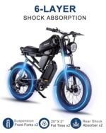 1500W Moped Style Ebike Full Suspension, 20 Inch Fat Tire Electric bike, Max 28MPH & 37-150 Miles Electric Motorcycle, 750WH/1500WH Battery, All-Terrain E Bike for Mountains, Snow, Sand, Road - Image 2