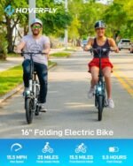 Hoverfly 16" Electric Bike, Max Range 25Miles(Pedal-assist)&Max Speed 15.5Mph, 350W Folding E-Bike with Removable Battery, Front Suspension &Adjustable Seat, Commuter Electric Bicycle for Adults White - Image 2