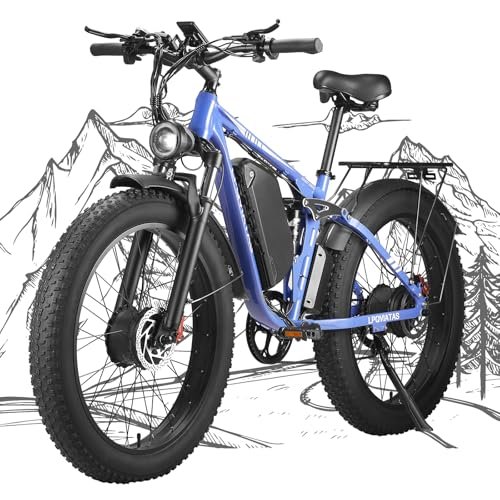 Version 1.0.0 Peak 2200W Fat Tire Dual Motor Ebike 52V 23Ah Battery,26" x 4" Electric Mountain Bicycle for Adults Men 38MPH Full Lockbale Suspension Ebike 75 Miles Range 7 Speed Hydraulic Disc Brake(US Warehouse) - Image 1