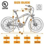 ECOTRIC Coolboy Electric Bike 26" Fat Tire 750W Electric Mountain Bike 48V 12.5AH Removable Large Battery Adult Electric Bicycles Beach Snow Mountain Bike Dual Shock Absorber & Shimano 7-Speed - Image 5