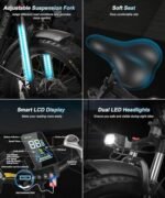 32Ah Electric Bike with 750W 28MPH Motor 20 inch Fat Tire Folding Electric Bike Urban City Commuter Ebikes for Adults Men Women with Baskets - Image 5