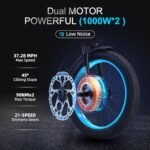 Electric Bike with 54.6V 2A Charge Ebike Electric Mountain Bike for Adults with 1000W*2 Motor,37.28mph Max Speed - Image 2