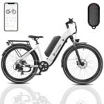 Electric Bike for Adults 1300W Peak Motor 48V 35AH Battery 32MPH 80Miles Range 27.5'' Step-Thru Ebike with Torque Sensor, APP Control, Anti-Theft Alarm, Dual Hydraulic Brake Electric Bicycle