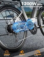 Jasion Roamer ST Electric Bike for Adults, 1200W Peak Motor Max 62miles & 28MPH City Cruiser Ebike,26'' Commuter Ebike, 528WH Removable Battery,7-Speed Electric Bicycles, Front Suspension Bicycles - Image 2