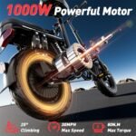 Z1 Electric Bike for Adults, 1000W Motor, 25MPH Max Speed, 14” Tires for Adult Electric Bicycles, 48V 20AH Removable Battery, 3 Speed, Full Suspension, Foldable City Commuter Ebike - Image 3