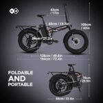 Totem Fat Tire Foldable Electric Bike-Folding E Bike for Adults 750W Peak Motor-20"x4.0" Fat Tire for Woodland,Mountain,Beach,Snow-48V Removable Battery-Speed 20MPH-Max Range 40+ Mile - Image 4