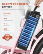 Viribus Electric Tricycle for Adults, 350W Electric Trike 7 Speed with UL 36V 13Ah Battery, 3 Wheel Electric Bikes for Adults with Dual Chains, E Trikes for Women Men Seniors, 330 lb. 24 26 inch - Image 4