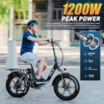 VITILAN 1200W Peak Electric Bike for Adults, U7 2.0 Folding 20*4.0 Inch Fat Tire Ebike, 48V 20AH Sam-Sung Removable Battery Max Range 80Miles&28Mph, Step-Through Electric Bicycle With Dual Suspension - Image 2