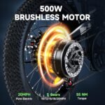 isinwheel U5 Electric Bike Adult 500W, 20" Folding Bikes, 20MPH Max Range 45+ Mile, 48V Removable Battery, Weighs Only 48.5lbs, Suitable for Leisure Riding&Commuting - Image 3