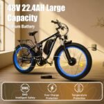 Ebikes Dual Motor, Electric Bike for Adults, 2000w Fat Tire Ebike 35mph Dual Motor Electric Bike with Removable 48v, All Terrain Ebikes for Adults, Full Suspension 26" Awd E Bike 22.4ah Battery - Image 6