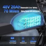1500W Ebike 48v 20ah with Removable Battery 75Miles 32Mph Fast Electric Bike 20 Inch Fat Tire Electric Bike for Adults 2 Person Saddle Retro Motorcycle Design Bike Electric (Black) - Image 3
