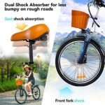 Electric Bike for Adults, 26'' 500W Peak Ebike with 7-Speed and Front Suspension, 20MPH, 350W Motor with Removable 48V/10Ah Battery, City Commuter Ebike with Wide Child Rear Seat Cushion - Image 4