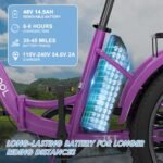 MOONCOOL Electric Tricycle for Adults, 500W 48V Folding Electric Trike Peak Power 750W, 3 Wheels Electric Bicycle, Aluminum Frame Electric Tricycle with Large Basket and Removable Battery - Image 3