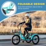 NAIZEA Folding Electric Bike, 20'' Fat Tire Electric Trike for Adults, 500W Folding Electric Bike Folding Ebike Adult Electric Tricycle, Motorized Tricycle Adult Electric Three Wheels Bicycle - Image 4