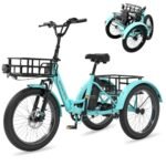 NAIZEA Folding Electric Bike, 20'' Fat Tire Electric Trike for Adults, 500W Folding Electric Bike Folding Ebike Adult Electric Tricycle, Motorized Tricycle Adult Electric Three Wheels Bicycle
