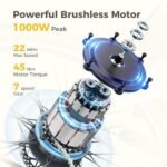 Jasion CB1 Electric Bike for Adults, 1000W Motor Peak Ebike, 450Wh Removeable Battery, 26'' City Cruiser Bicycle, 22 MPH Commuter Women Ebike, 7-Speed Gear - Image 2