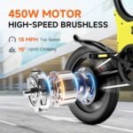 SISIGAD Electric Bike for Adults, 18 MPH Max Speed Electric Bicycle, Folding Ebike with Removable Battery, Foldable Adult Ebike 14” Tire, 450W Motor, Multi-Shock Absorption - Image 2