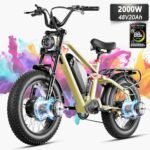 eAhora Terra II Peak 2000W Dual Motor Electric Bike for Adults, 7-Speed 33MPH 48V 20Ah E Bike, 20 * 4.0 Puncture Proof Fat Tires Hydraulic Brake Full Suspension Electric Bike, with UBS Wharging Port