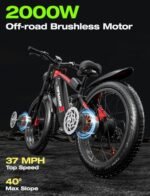 tifgalop Electric Bike for Adults - 26" Fat Tire Electric Bike Beach Snow Mountain Bike, Dual Hydraulic Disc Brakes Electric Bike Full Suspension - Image 3