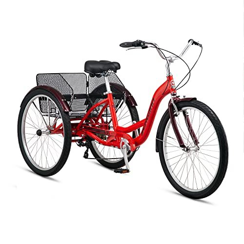 Version 1.0.0 Schwinn Meridian Adult Tricycle Bike, Three Wheel Beach Cruiser, 24 & 26-Inch Wheels, Low Step-Through Aluminum Frame, Adjustable Handlebars, Large Cruiser Seat, Rear Folding Basket - Image 1