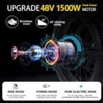 JOYWAY Electric Mountain Bike, Up to 32Mph 1500W Peak Power Electric Dirt Bike 48V 20.8Ah Removable Battery Electric Bike for Adults, 26"x4.0" Fat Tire Ebikes for Adults - Image 5